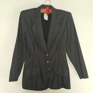 Vintage 1990's All That Jazz Black Pinstriped Jacket and Pants Suit